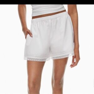 Aritzia Wilfred White Shorts with Lace Trim